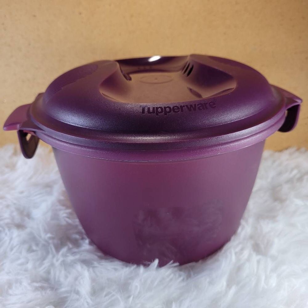 Tupperware Microwave Steamer/Rice Cooker 3 Piece Set #6451B Purple 2.2L